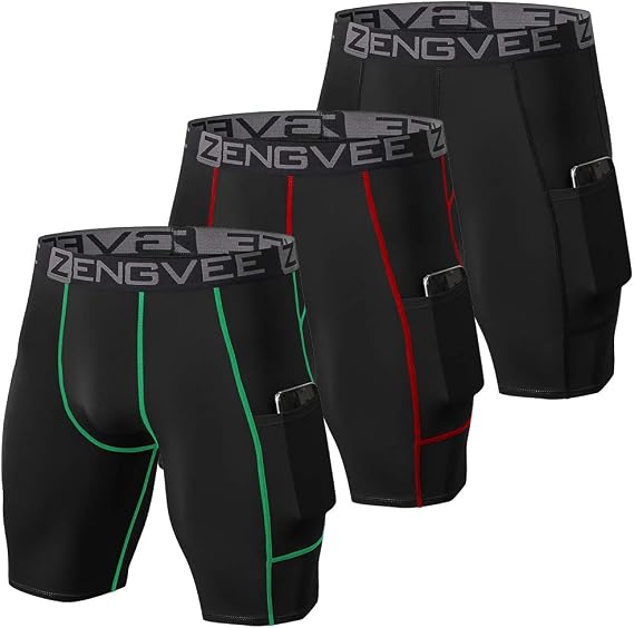 ZENGVEE 3 Pack Mens Compression Shorts Quick Dry Running Shorts Base Layer Sports Underwear Base Layer Tights Short Leggings