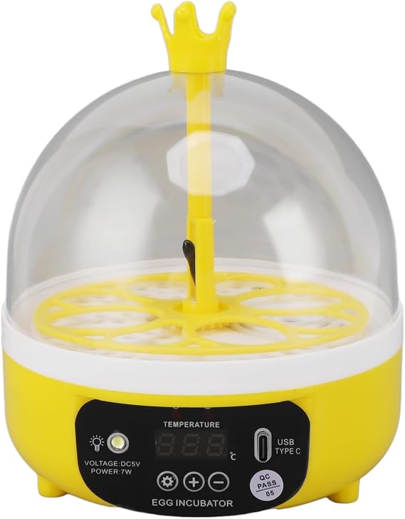 Mini Egg Hatching Machine, Temperature Control Digital Incubators, 4 Eggs Light Quilling Machine for Poultry Eggs Poultry Hatching Machine for Chickens Ducks Doves (Auto Turning)