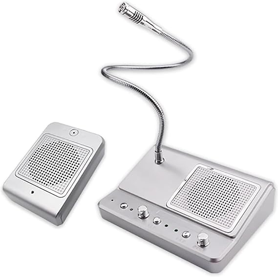 Window Intercom System, Dual Way Window Microphone Intercom Speaker, with 10W Square Extension, Independent Volume Adjustment, Suitable for Places with Anti Theft Glass