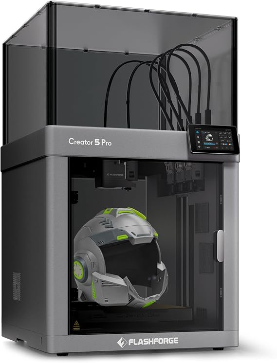FLASHFORGE Creator 5 Pro Enclosed 3D Printer, 4-Independent-Extruder, 600mm/s High Speed, Multi-Colour No-Waste Printing, Auto-Levelling & Offset Calibration, 256x256x256mm
