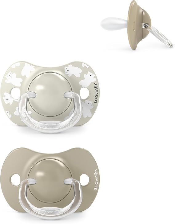 Suavinex, Pack of 2 Pacifiers for Babies 6/18 Months, with Physiological Silicone Teat SX Pro Symmetrical, Flat and Flexible, Respects Oral Development, Wild&Free Beige