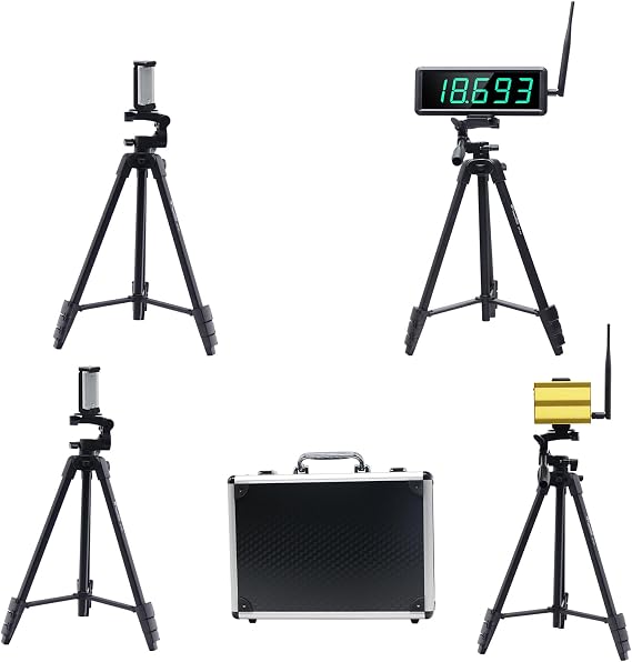 Wireless Laser Timer for Sprints, Laser Sprint Timer System, High Powered Laser, Race Clock Running Stopwatch, Lap/Speed Training/Track Field/Football(High Stand)