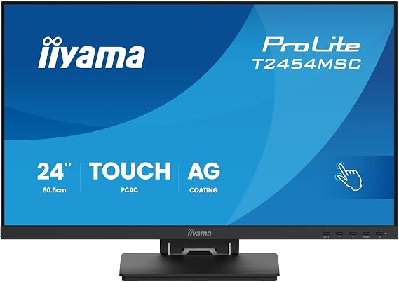 iiyama Prolite T2454MSC-B3AG 60.5 cm 23.8 Inch IPS LED Computer Monitor Full HD 10 Point Multitouch InCell PCAP HDMI DP USB 3.2 Anti-Glare Coating Height Adjustment Black