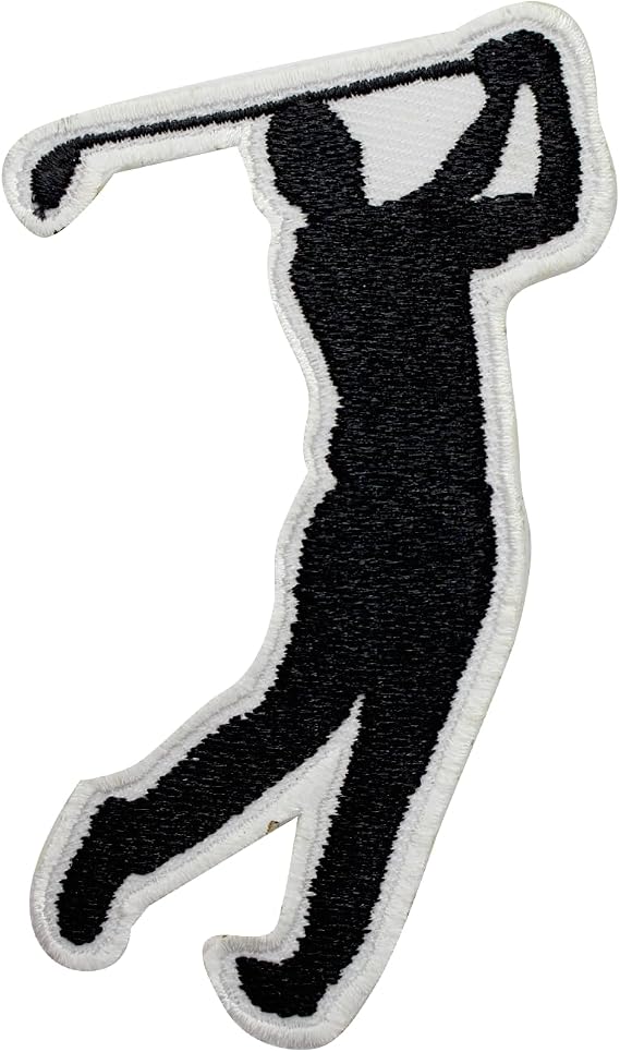 Golf Player Patch, Golf Player Silhouette, Golf Patch Embroidered Iron on Sew on Patch Badge for Clothes etc. 9.5x5.5cm