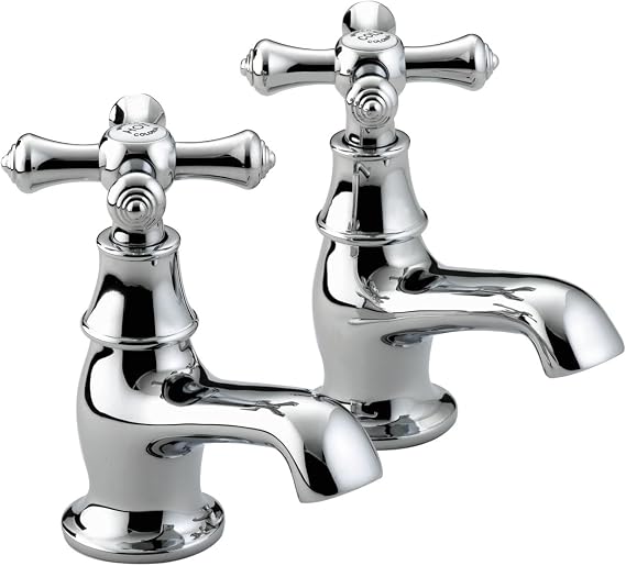Bristan Colonial Traditional Bathroom Taps, Chrome Pillar Basin taps