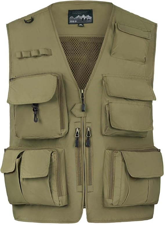 LBL Men's Utility Fishing Vest Lightweight Outdoor Work Safari Travel Photo Multi Pockets Waistcoat Jacket