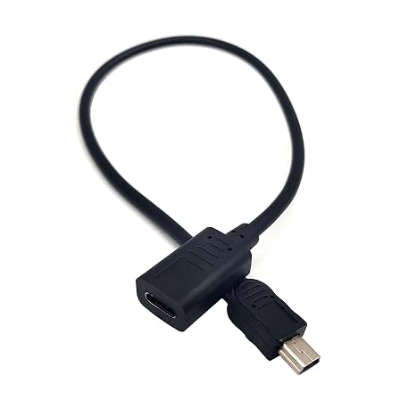 USB C to Mini USB Cable, USB Type C (USB-C) Female to Mini USB Male Adapter Converter Charging Cable 25cm/10 Inch (Typec Female/Mini Male)(Only for Charging)