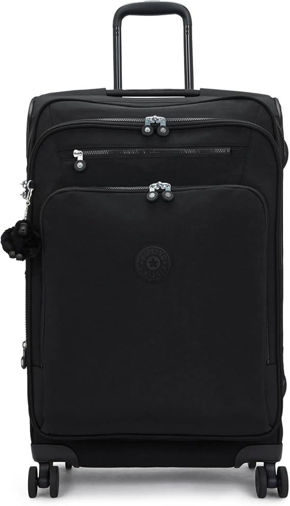 Kipling New Youri Spin Medium 4 Wheeled Rolling Luggage, Black Noir, 16.5''L x 26.75''H x 11.75''D
