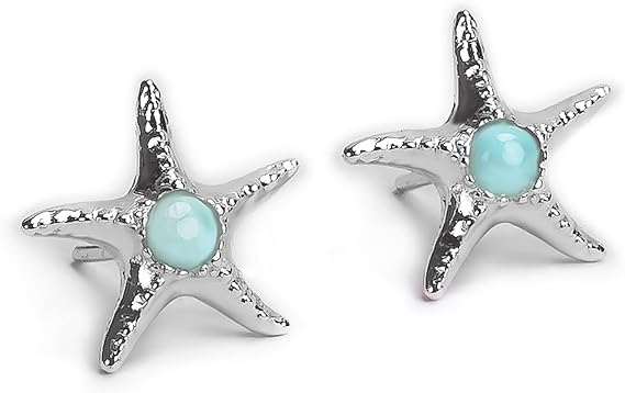 HENRYKA Sterling Silver Starfish Stud Earrings 9mm x 9mm | Nautical Earrings | Boho Fashion Accessory | Gift for Mom Girls & Women