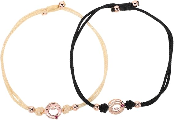 Healeved 1 Pair Touch Bracelets Adjustable Woven Alloy Rope for Couples