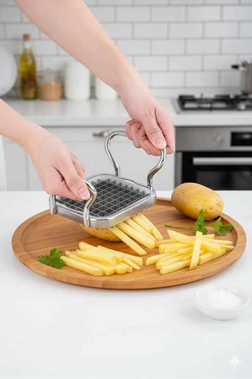 Paslanmaz Çelik Hızlı Kolay Patates Dilimleyicisi Tek Harekette Patatesleri Dilimleme İmkanı, 9, gülsrn12aralık@2025000, Gümüş, Kadın
