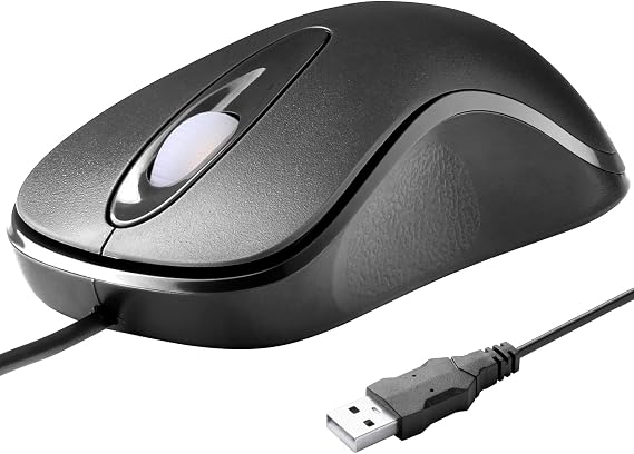 クラシック 有線 オフィスマウス 人間工学 USB 光学 3ボタン 1000 DPI 快適 耐久性 Windows Mac ノートパソコン デスクトップ用 ブラック 1