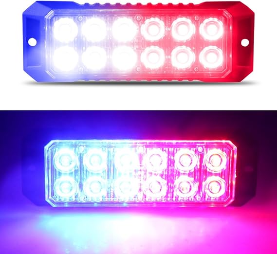 Led 緊急ストロボ ポリス ライト レッド ブルー ポリス ライト 12led 同期機能 表面実装 グリル 安全警告 点滅 緊急ライト 車両 トラック 消防士 Utv Rv 車 Atv