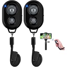 Wireless Camera Remote Shutter for Smartphones 2 Pack, Wireless Phone Camera Remote Control Compatible with iPhone/Android/Bluetooth Devices, Bluetooth Clicker, Wrist Strap Included