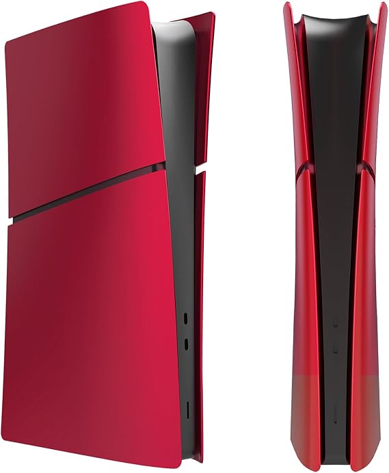 PS5 Slim Digital Edition Faceplate Cover, Custom Replacement Skin Case ABS Cover Plate Side Shell for PS5 Slim Console Digital Version Red