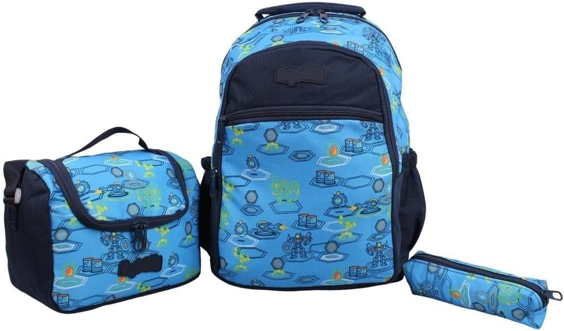 Bagacar Kids Erkek Mavi Robot Model Kalemlikli Beslenmeli Set Sırt Çantası