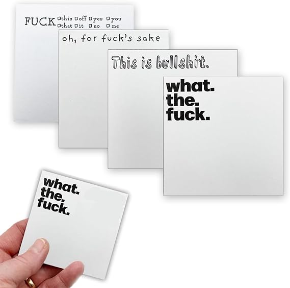 Small Sticky Notes, 4PCS Sticky Notes Set, Sticky Notes Novelty Office Supplies, Rude Posted Notes Desk Accessories Christmas Gifts, Funny Gifts for Friends Co-Workers Boss