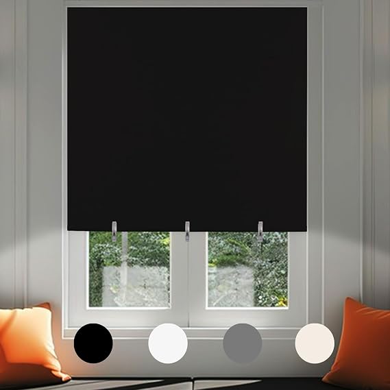 Maritown No Drill Blackout Blind Stick on Thermal Curtains, 120W x 180H cm