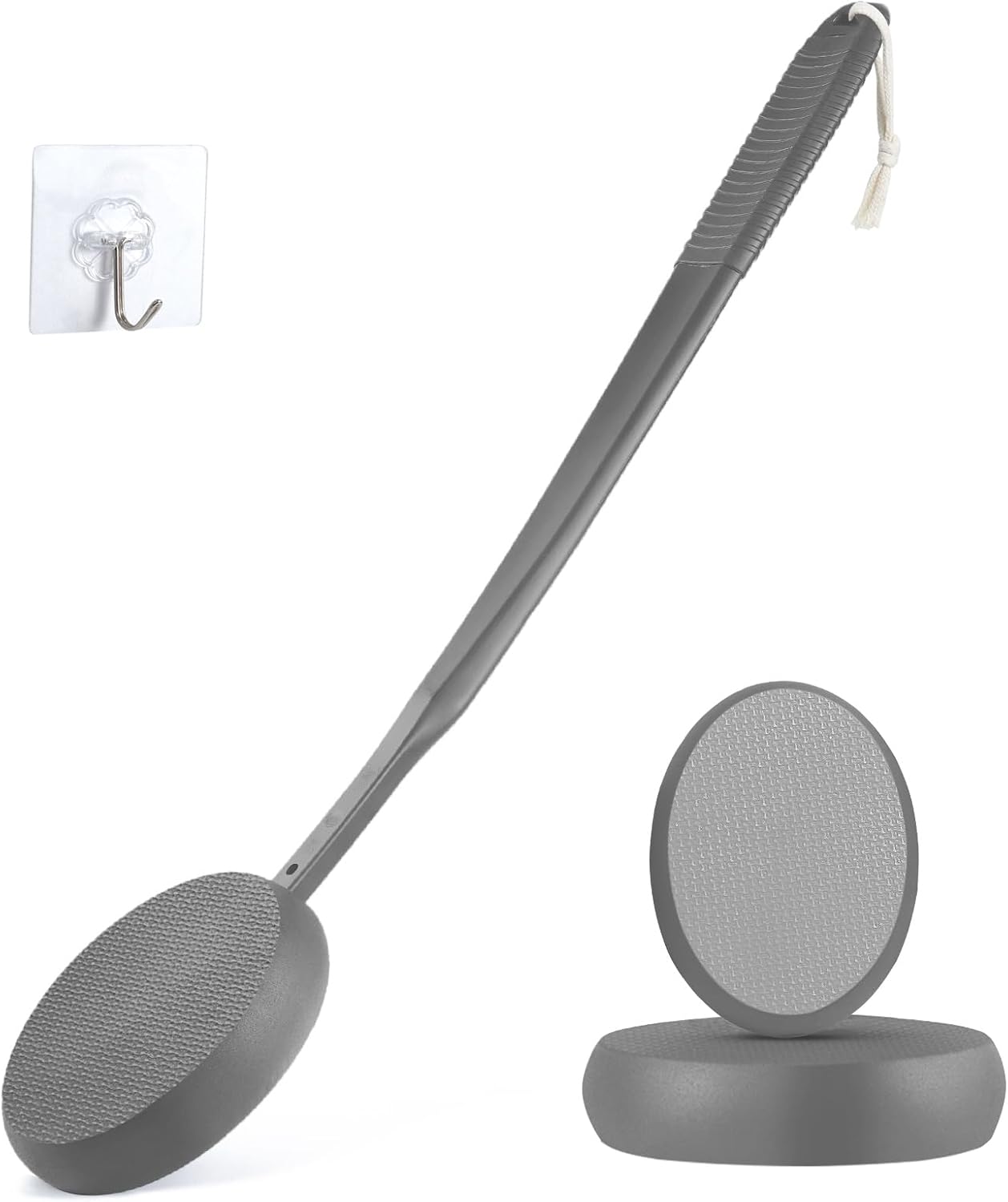 VANZAVANZU 19”Eincremehilfe für Rücken Langer Griff Rücken Lotion ApplikatorSelbstbräuner-Rücken-Applikator Sonnenschutz-Applikator für Damen Herren Cremepinsel für ältere Menschen (Grau)