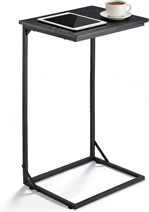 C Shaped End Table for Couch, Small Side Table for Living Room & Bedroom