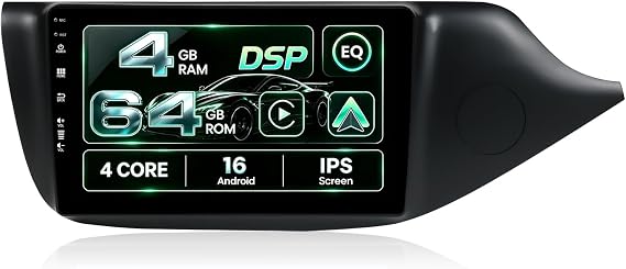 [4GB+64GB] Android 16 Car Radio Stereo For KIA CEED JD 2012-2016 Sat Nav | 9 inch Touch Screen Stereo, Wireless Carplay & Android Auto/GPS/WiFi/Bluetooth/EQ/DSP/FM/AM/RDS/Free Camera/UK Map