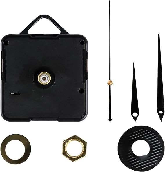 Clock Movement, Silent Mechanism, High Torque, Wall Mount, Black, Small to Medium