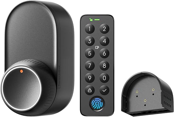 Set Purchase SwitchBot Smart Lock Ultra Fingerprint Authentication Set with Height Adjustment Plate Compatible with Surfaced Box Lock Type