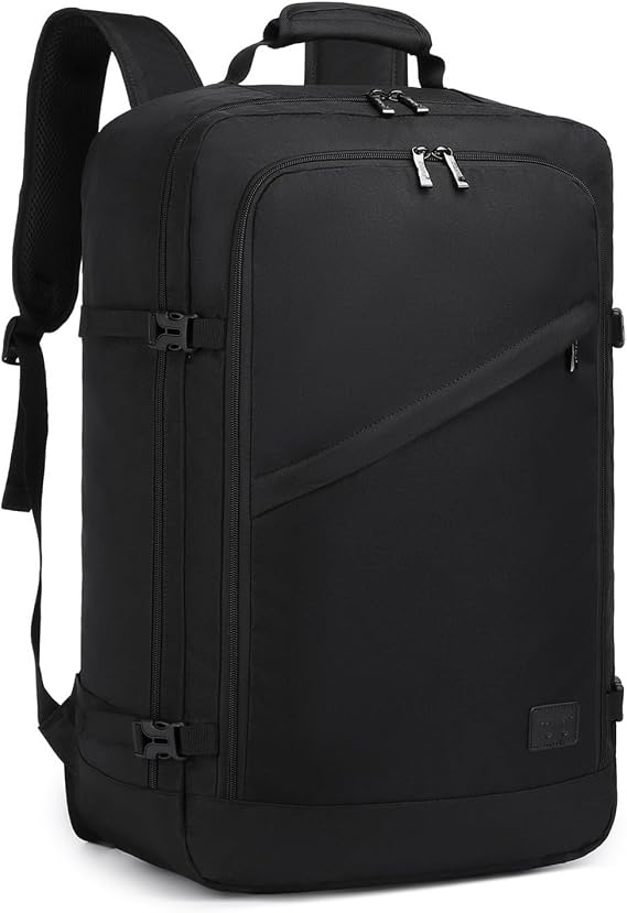 Kono Carry on Backpack 55x35x20cm Large Cabin Flight Bag Travel Hand Luggage Shoulder Bag 38L (Black)