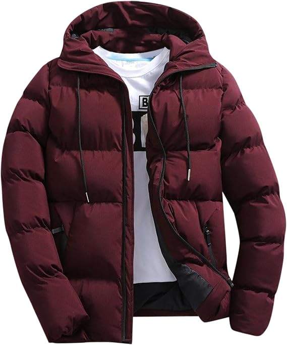 Winter Jackets For Men Warm Thickened Mens Coat With Hood Puffer Men's Coats Quilted Padded Jackets Outerwear Windbreaker Mens Coats Waterproof jacket Fashion Fleece Hoodies Zip Up Trendy Clothing