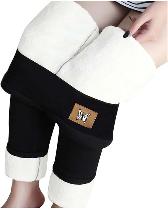Fleece Lined Leggings for Women Winter Warm Thick Thermal Velvet Tights Stretchy Soft Sherpa High Waist Yoga Pants
