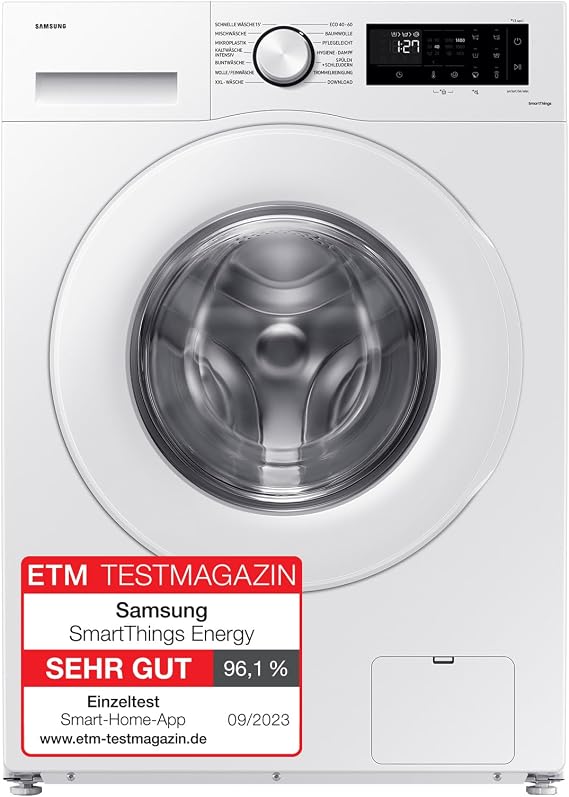 Samsung WW80CGC04ATEEG Washing Machine 8 kg 1400 rpm Energy Efficiency Class A Microplastic Programme Ecobubble 14 Programmes WiFi SmartControl White [Energy Class A]