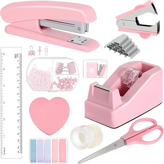 Pink Office Supplies Set Desk Accessories Kit