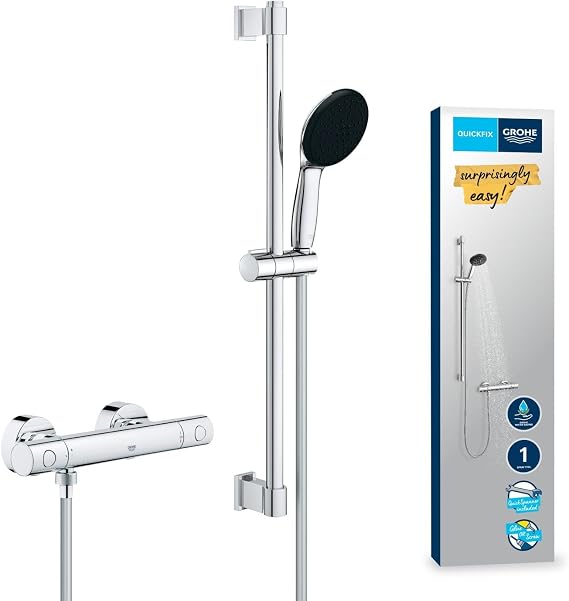 GROHE Precision Get Exposed Thermostatic Shower Set, Chrome, 34856000
