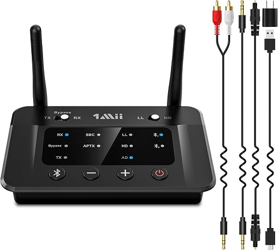 1Mii B03 Bluetooth 5.3 Transmitter Receiver for TV Amplifier AUX Optical Digital RCA aptX LL & HD Classic