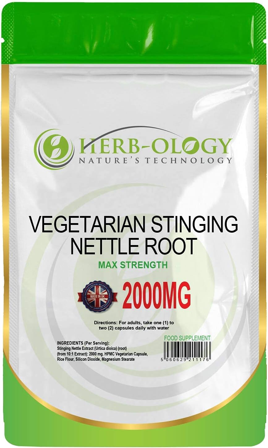 HB Stinging Nettle Root | 120 Nettle-Root Capsules - 10:1 Extract 2000mg Stinging Nettle per Serving | High Strength Nettle-Root | Non-GMO, Gluten & Allergen Free | Manufactured in The UK