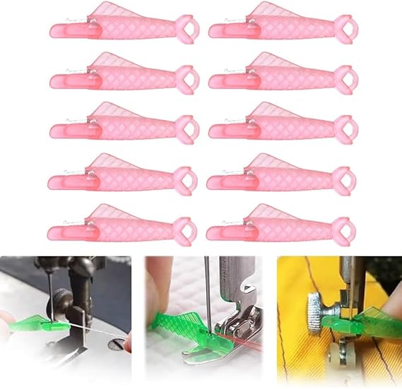 Sewing Machine Needle Threader (Fish Mouth Shape) Sewing Machine Needle DIY Needle Threader Automatic Threading Aid Quick Needle Threader for Sewing Machines (Pinker 10 PC)