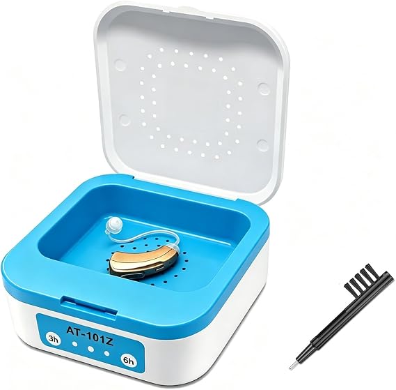 Automatic Hearing Aid Dryer & Dehumidifier - Ultra Fast Electronic Dry Box for Hearing Amplifiers & Cochlear Implants Removes Sweat & Moisture