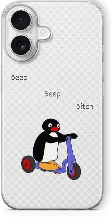 Multitronic iPhone 16 ile Uyumlu Pingu Tasarım Baskılı Şeffaf Kılıf