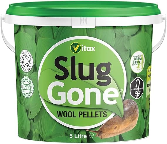 Vitax Slug Gone - Natural Wool Barrier Pellets for Organic Gardens, Effective Slug & Snail Control, Safe for Plants, Improves Moisture Retention, Slow-Release Nutrients for Healthy Growth (5 Litre)