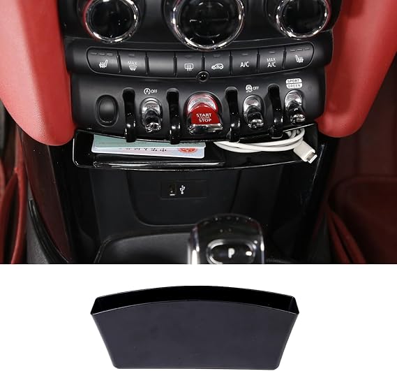 Car Centre Console Storage Box Compatible with MINI Cooper Cooper S JCW F55 F56 F57 2014-2022 Car Central Storage Lower Storage Box Pallet Accessories (Black)
