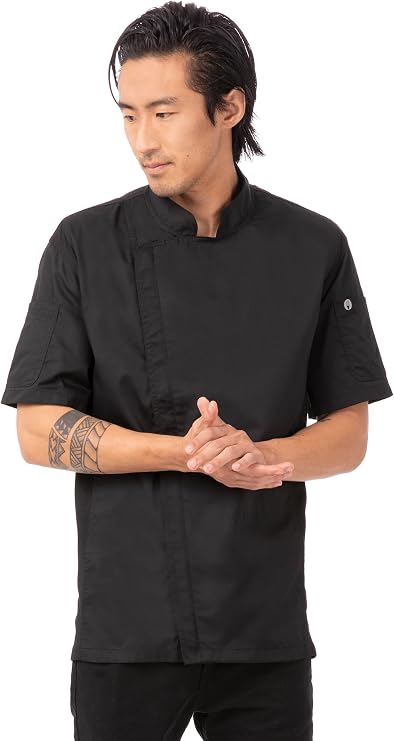 Chef Works B472-XS Springfield Zipper Unisex Chefs Jacket, X-Small, Black