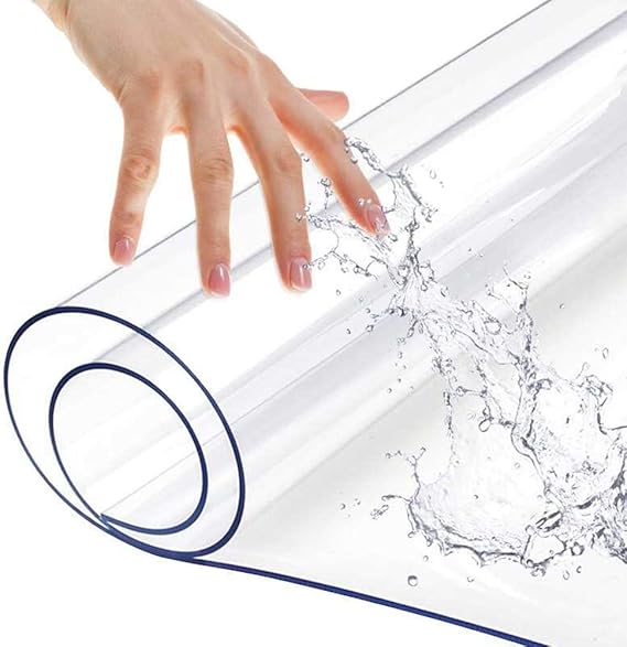 長方形 PVC オフィスデスクマット クリアプラスチック テーブルトップパッド サイドテーブル ライティングデスク ミーティングテーブル クリスタルテーブルパッド 防水 家具 スクリーン保護 12x46インチ 高耐久 厚さ1.5mm
