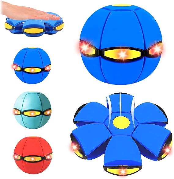 Magic Bouncing Ball, Bouncy Balls, Magical Flying Saucer with 6 LED Light, Family and Pet Interactive Toys, Safe & Durable Dual Form Freely Switchable for Indoor & Outdoor Use