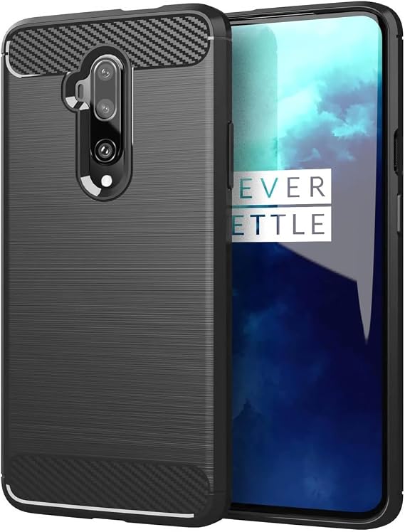 OnePlus 7T Pro 5G ケース、HD1925 カーボンファイバーケース スリム ソフト TPU ケース 衝撃吸収 保護 耐衝撃 携帯電話カバー OnePlus 7T Pro用 ブラック