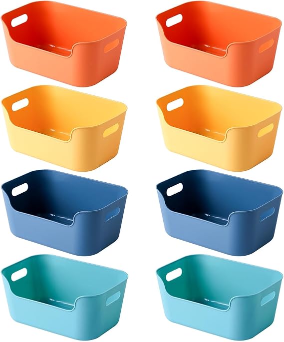Small Basket, 8PCS Stackable Storage Box, Plastic Organizer Storage Baskets