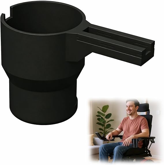 Cup Holder Compatible with Permobil Wheelchair – Secure Drink Holder for 40oz Tumblers, Water Bottles & Travel Mugs | Easy Install, Spill-Resistant