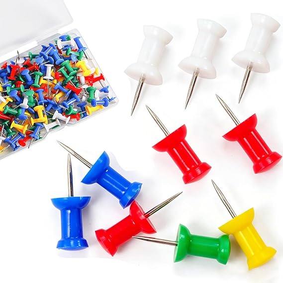 150 Pack Push Pins Drawing Pins Thumbtacks, Coloured Push Pins for Map, Rustproof Thumb Tacks for Cork Notice Pinboard Bulletin Board Walls - Perfect for School Home Office Use
