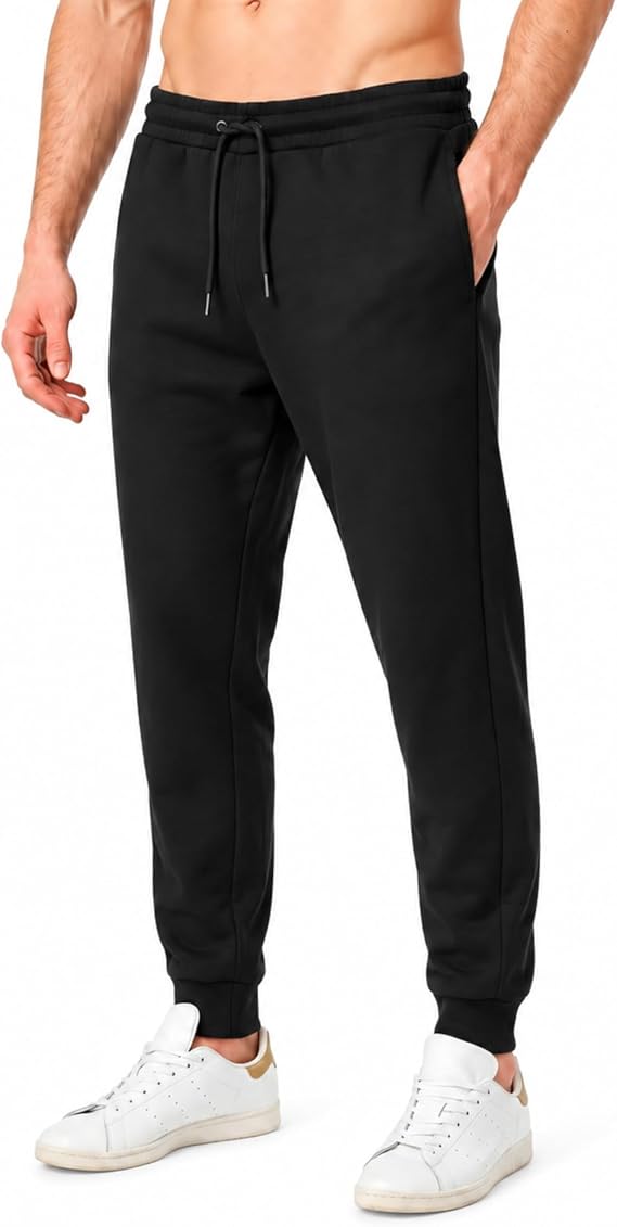 RIPT Men's Fleece Joggers Drawstring Cuffed Soft Sweatpants Side Pocket