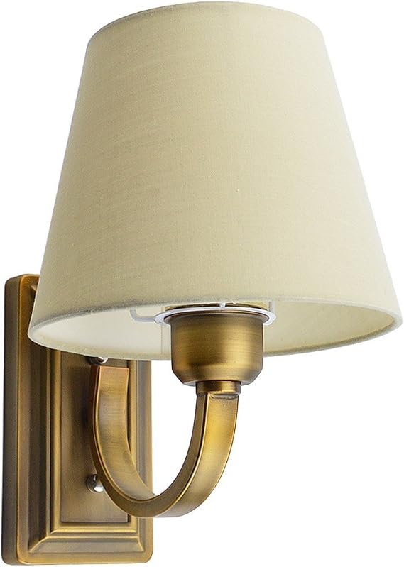 Wall Lights Minimalist Bedside Light, Arm Wall Lamp, E14 Socket Wall Sonce Fixture, Cloth Shade Brass Plating, Wall Lights for Living Room Kitchen Corridor Stairs, 240V(NO Bulb)