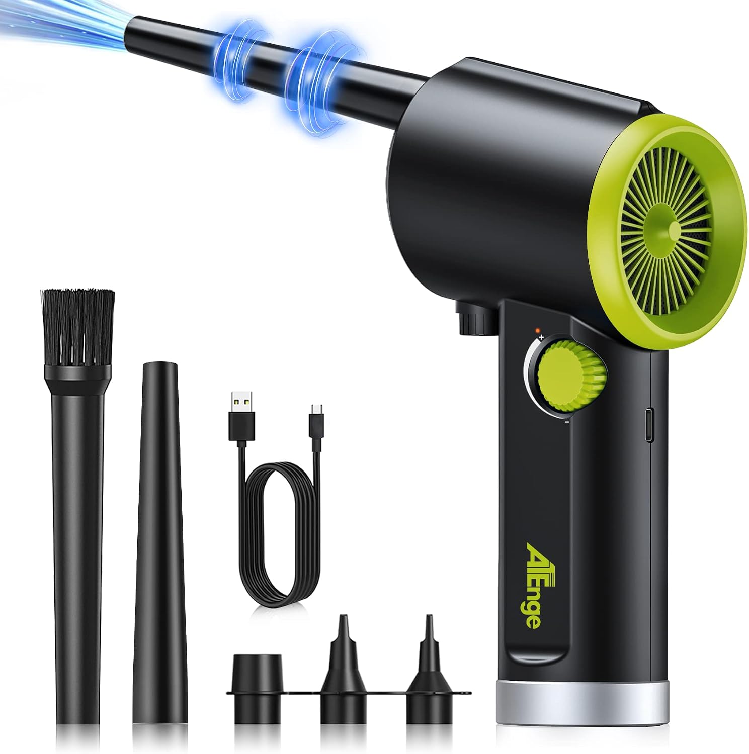 ATEngeus Compressed Air Duster, Stepless Speed Electric Air Duster, Handheld Cordless Air Duster, Rechargeable Air Cans, Keyboard Cleaner, Portable Air Blower for Computer, Car, Pet House